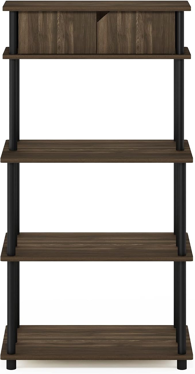 Furinno Turn-N-Tube Toolless Multipurpose Printer Stand Display Storage Shelf with Top Cabinet, Columbia Walnut/Black