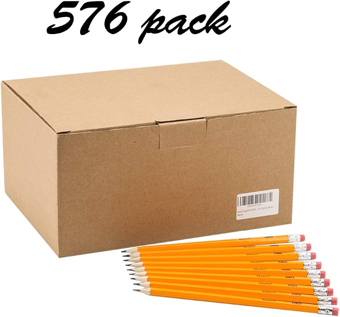 Madisi Wood-Cased #2 HB Pencils, Yellow, Pre-sharpened, Bulk Pack, 576 pencils in box (Pack of 2)
