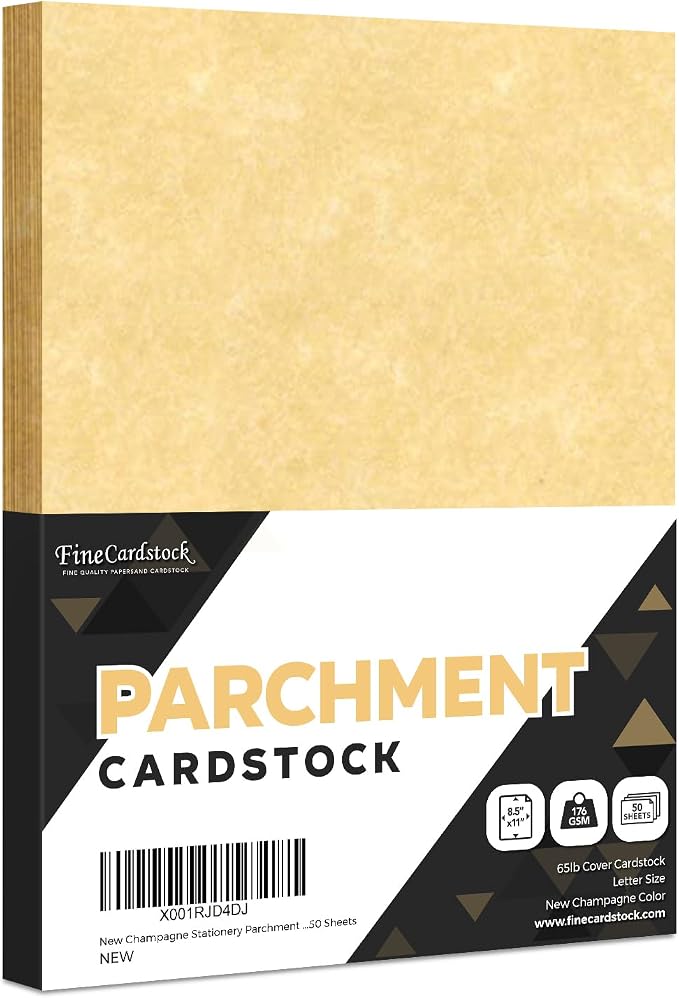 New Champagne Stationery Parchment Recycled Paper | 65Lb Cover Cardstock | 8.5" x 11" Inches | 50 Sheets Per Pack