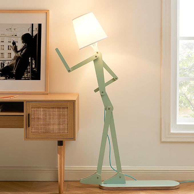 Unique Wood Floor Lamp for Living Room Bedroom Office Corner Reading | Plywood Construction, Corner Decorative, Reading Light, Farmhouse Style, Kids Room Gift