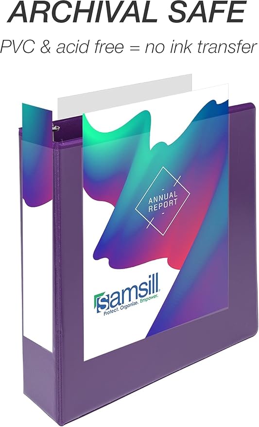 Samsill Durable 2 Inch Binder, D Ring Binder, Customizable Clear View Cover, Purple, 12-Pack, Holds 475 Pages