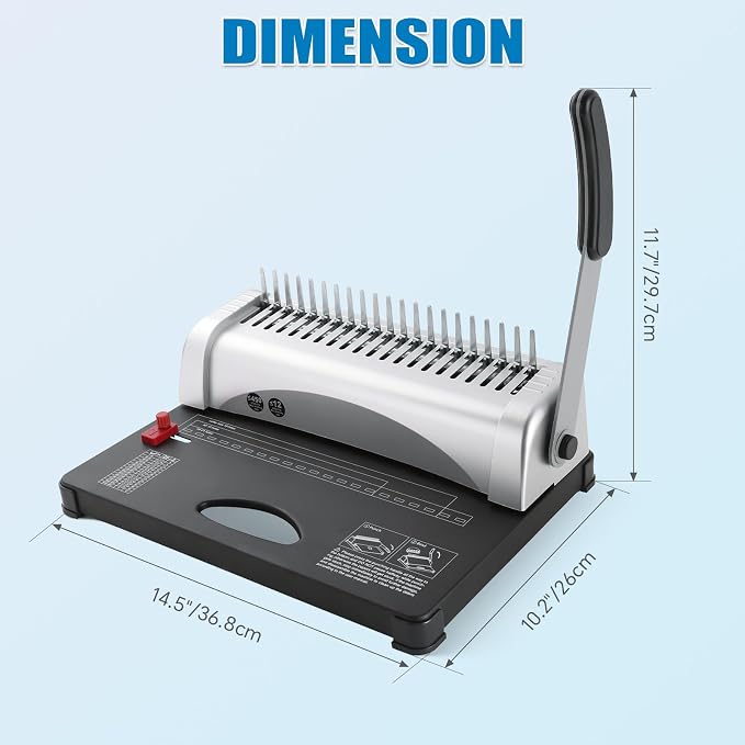 FLKQC 21 Hole Comb Binding Machine with 100PCS 3/8'' Plastic Comb Spines | 21-Hole, Manual Book Binding Machine for Letter Size, A4, A5 Paper, For Booklet Binding, Paper Punch Binder Machine