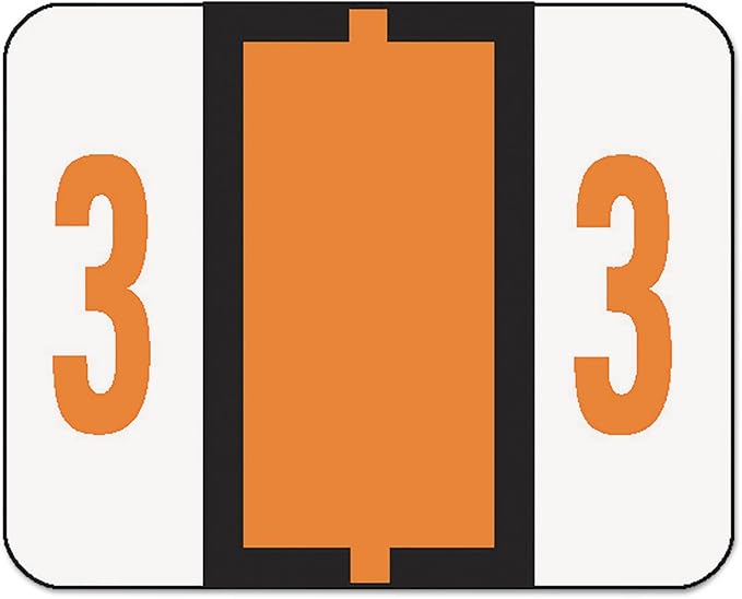 Smead BCCRN Bar-Style Color-Coded Numeric Label, 3, Label Roll, Dark Orange, 500 Labels per Roll (67373)