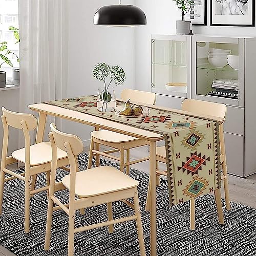 Aztec Southwest Table Runner,Ethnic Geometric Table Runners Dresser Scarves Table Setting Decor for Garden Farmhouse Wedding Party Holiday Dinner Home 13x108 Inch