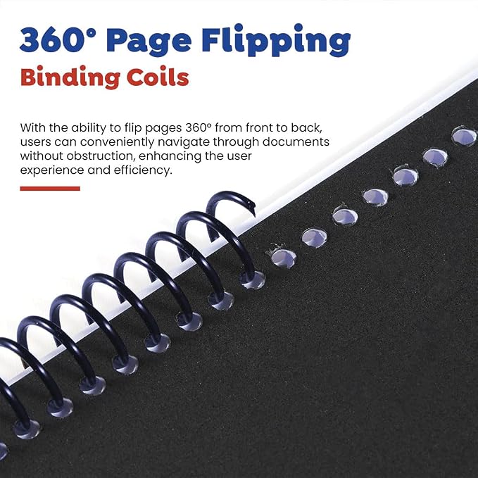 13mm (1/2 in.) Spiral Binding Coils for Reports, Presentations and Proposals | 4:1 Pitch | 12 in. Length | Navy | 105 Sheets Binding Capacity | 100 Pack