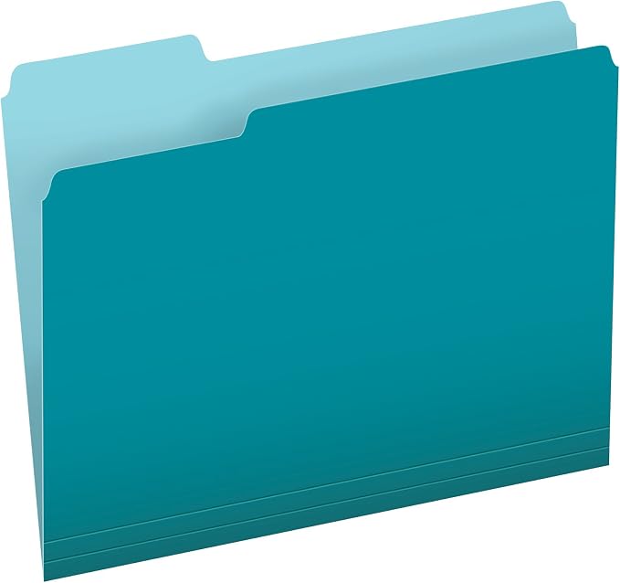 Pendaflex Two-Tone Color File Folders, Letter Size, 1/3 Cut, Teal, 100 Per box (152 1/3 TEA)