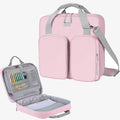 4 Inch Zipper Binder 3 Ring with Shoulder Strap,Tough/Multi-Pocket | Binder Bag with Laptop organizer for School Travel,Fit 13" MacBook & Tablet,800 Sheets Capacity,Water Resistant,Pink