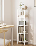 Open Book Shelf, 5 Tier Tall Bookshelf, Freestanding Shelf Narrow Bookcase with Open Shelves, 14.96" x 10.63" x 53.54", Book Shelves for Living Room, Office, Study, White