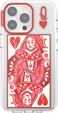 PopSockets iPhone 13 Pro Max Phone Case w/MagSafe- Heart Queen | Magnetic, Wireless Charging, Camera & Drop Protection, Heart, Valentines, Red, Textured