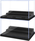 Pokiiulk Display Cases for Minifigures, 2 Mini-Figure Display Boxes Fits for Block Figures, Minifigures Cases with 3 Removable Stands Fits for 95% Minifigs, Characters, L, Black