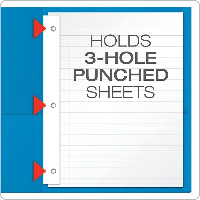 Twin Pocket Portfolios with Three Tang Fasteners, Assorted Colors, 25/Box (ESS57713)