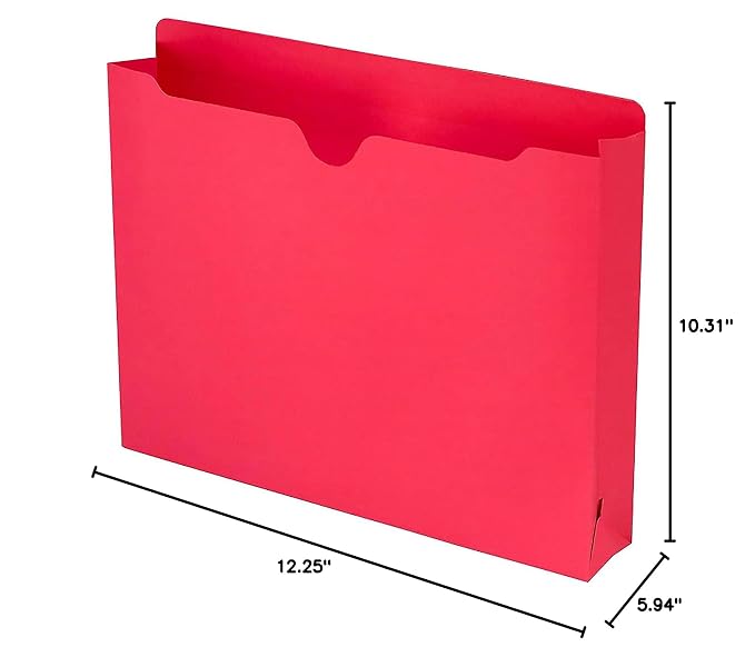 Smead File Jacket, Reinforced Straight-Cut Tab, 2" Expansion, Letter Size, Red, 50 per Box (75569)