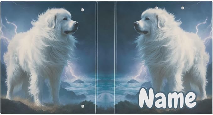 Custom 3 Ring Binder Great Pyrenees Dog 1.5" Round Ring Binders Personalized Name View Binder with 200 Sheet for Kids School Supplies Women Men Office, 1 Pack