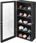 Ikee Design Wood 5 Shelf Wall-Mounted Case Display,Tempered Glass Door | Wall Mounted Wooden Collectible Display Case 5 Shelf Display Storage Accessories with Tempered Glass Door, Black Color