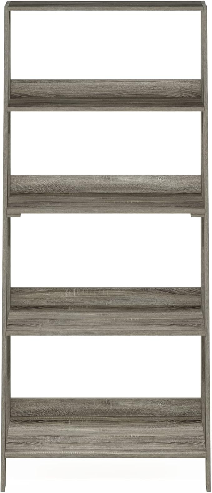 Furinno Ladder Bookcase Display Shelf, 5-Tier, French Oak | 13 x 23.6 x 53.5, Open Frame Design Bookshelf, Display Storage Shelves, for Living Room, Home Office