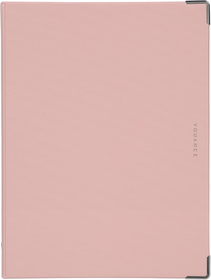 Maruman YOUANCE 20-Ring Binder, Holds 70 Sheets, A5 5.83"x8.27", Light Pink | Durable Vinyl Cover, Storage Pocket, Includes 10 3mm Graph Paper Sheets & Clear Sheet Protector, Made in Japan