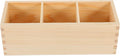 EXCEART Pine Wood Pen Holder Desktop Organizer with 3 Compartments for Office Desk Accessories and Makeup Brush Storage 9.25X3.22X3.07 Inches