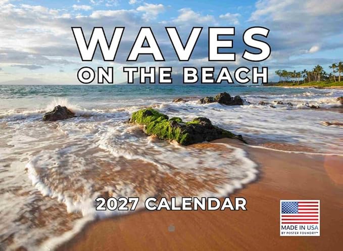 Ocean Waves Calendar 2027 Beach Monthly Wall Calender 12 Month