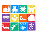 Colorations Garden Stencils, 12 Garden Designs, Made from Washable Plastic | Ages 5+, Kindergarten+, 8" Each, Jumbo Size, Kids Sturdy Stencils, Arts and Crafts