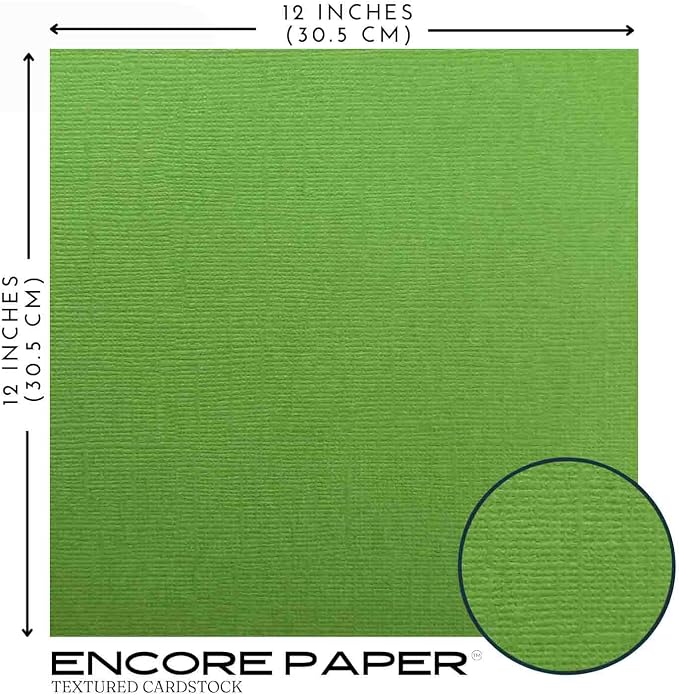 BRIGHT GREEN—12x12 Textured Cardstock | 80lb Textured Green Scrapbook Paper | Premium Cardstock for Cricut Cutting | 25 Sheets
