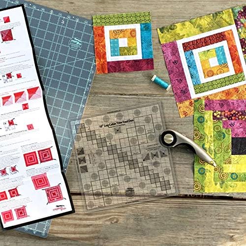 Creative Grids 10in Log Cabin Trim Tool Quilt Ruler – CGRJAW10 – Made in USA, 10-1/2in x 10-1/2in, Non-Slip Grip Acrylic Quilting, Sewing, Crafting, Patchwork Ruler & Template
