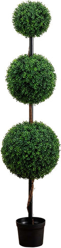 Nearly Natural 6ft. Artificial Triple Ball Boxwood Topiary Tree (Indoor/Outdoor)