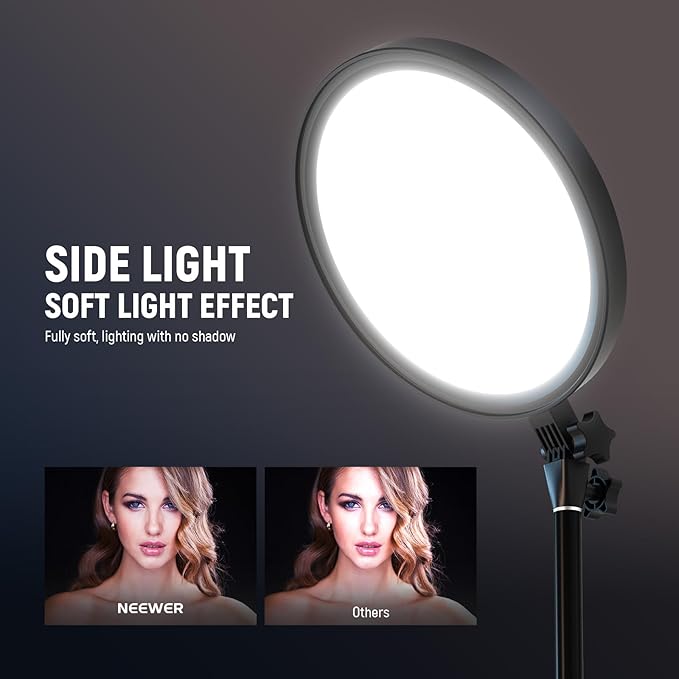 NEEWER Basics 12" 24W Large Ring Light w 68" Stand/Phone Holder for iPhone | Remote, Video Recording Selfie Streaming Makeup Studio Photography, 3000K-6500K CRI98 Full Screen LED Panel Lighting, BR13