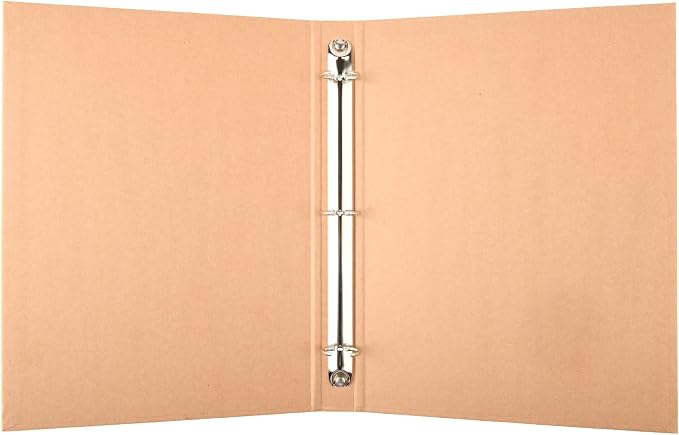 Natural Recycled Kraft Binder 3-Holds Round Ring Binder 2 Pack, Durable Binding Hard Cover Protector for Journal, Notebook, Inserted Sheets & Refill Paper, Holds 200 Sheets Capacity (A4 Size)
