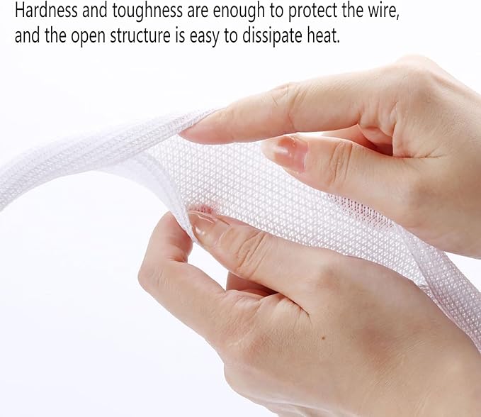 QCSIW 1/4" x50ft Split Sleeve Cable Organizer - Wire Protector Sleeving for Desk, PC, TV, Home Office | Cord Management Cover, Easy Install, White