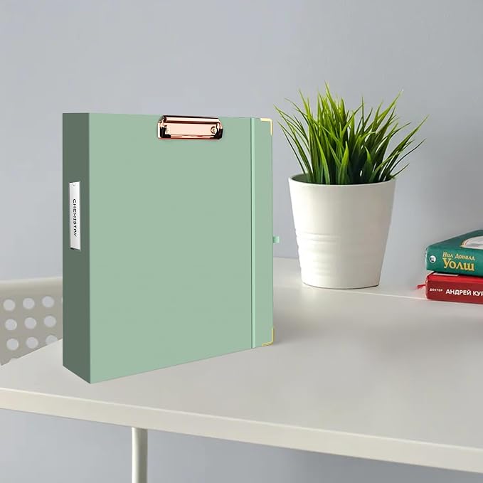 EYROZILL Heavy Duty 3 Ring Binders Legal Size, 1 Inch-Binder with Clipboard and Divider, Client File Binder for Hairstylist, Nurse, Lawyer (Pea Green)