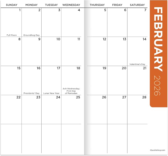 TF Publishing 2026-2027 Maxine Small Monthly Pocket Planner with 2 Page Large Calendar Grid and Lined Notes Section - 2 Year Pocket Calendar 2026-2027 Perfect for Purse - 3.5in x 6.5in