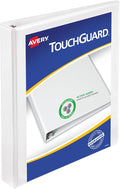 Avery® TouchGuard 3 Ring Binder, 1" Slant Rings, 1 White Binder | For Daily School, Home and Office Use, TouchGuard Active Agent Guards Against Unclean Surfaces, Household-Cleaner Safe