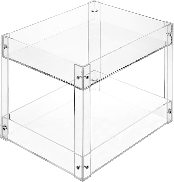 MyGift 2-Tier Premium Clear Acrylic Desk Letter Tray Organizer, A4 Size 2 Tier Document Organizer Desktop File Paper Holder Rack for Home and Office