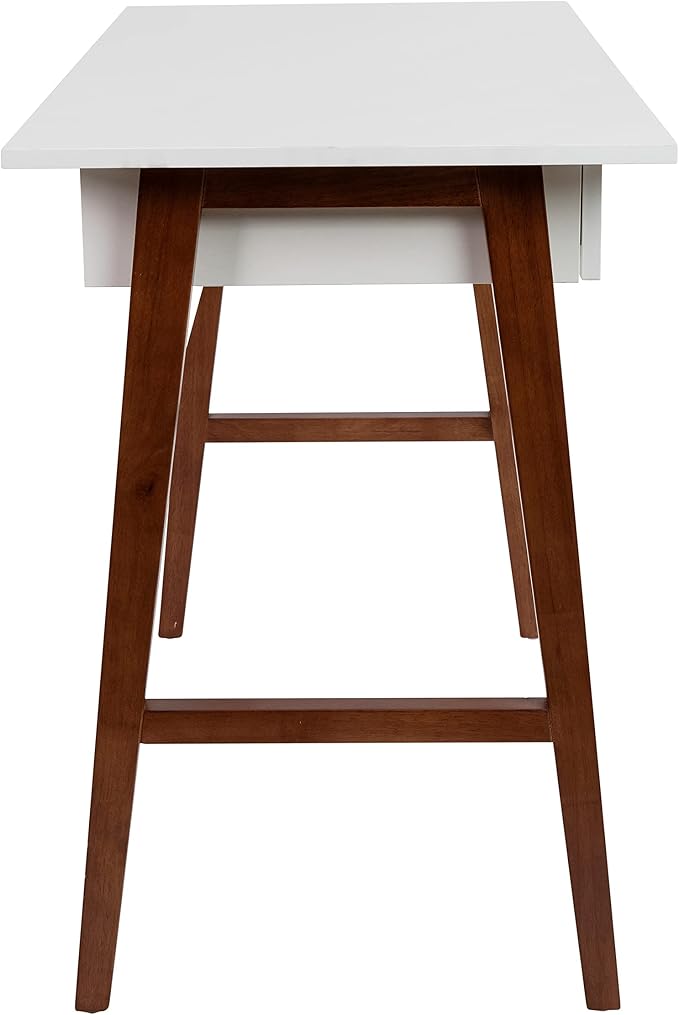Flash Furniture Computer Desk with Drawer, 42", White/Walnut | Home Office, Writing Desk, Storage Drawer, Bedroom Desk