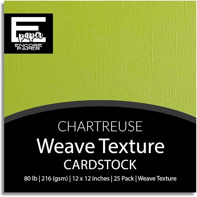 Chartreuse—12x12 Textured Cardstock | 80lb Textured Green Scrapbook Paper | Premium Cardstock for Cricut Cutting | 25 Sheets