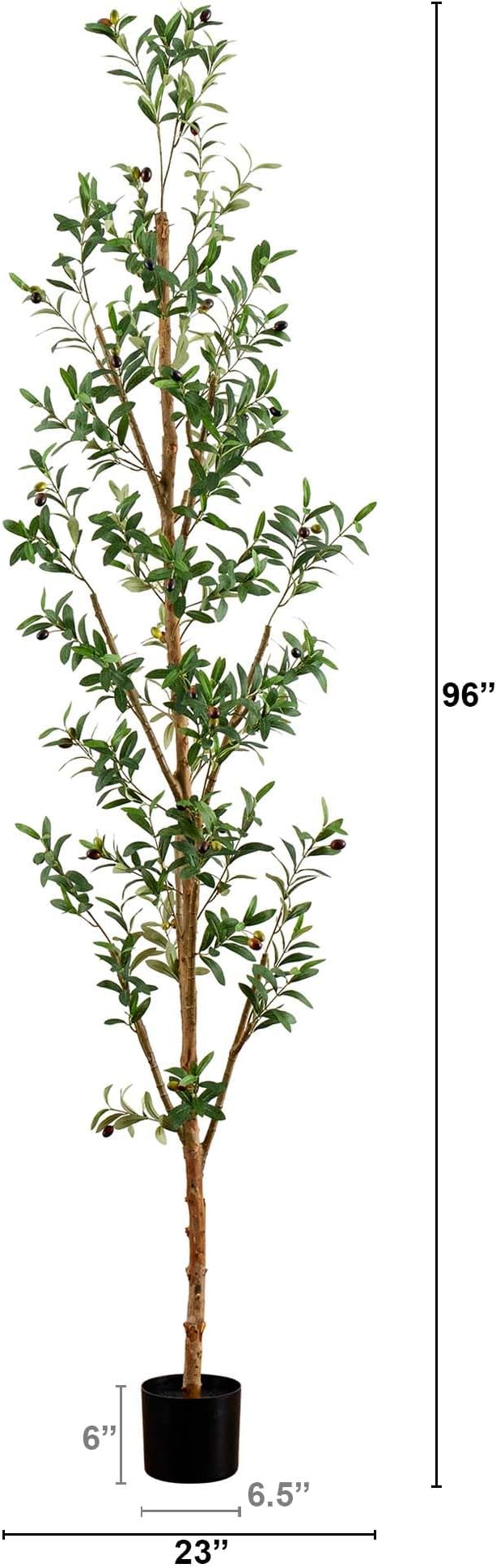 Nearly Natural 8 ft Artificial Olive Tree with Natural Trunk Floor Plant | Lifelike Fruits with Textured Trunks, Durable Nursery Pot Included, Perfect Focal Point for Living Room Decor