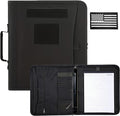 Zippered Padfolio and Tactical Notebook Cover with A4 Letter Paper, Military Multi Storage Handle Bag, Large Binder Planner for Men and Women for Out Work, Travels, Office & School, Black