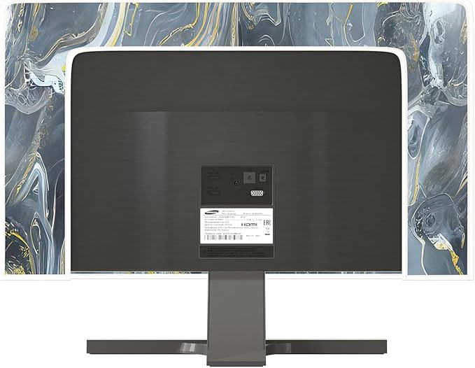 Baocicco Gray Gold Marble Waterproof 22, 23, 24, 25 Inch Anti-Static Dustproof LCD/LED/HD Aesthetic Texture Computer Screen Cover Decor Full Body Cover for Computer Screen Desktop PC Tower Protector