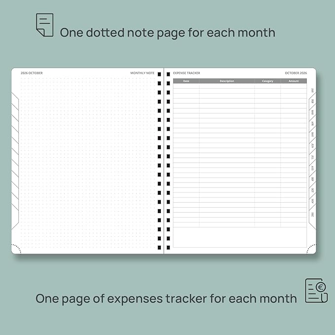 POPRUN 2026-2027 Monthly Planner, Large 8.5" x 10.5", 18 Month Calendar