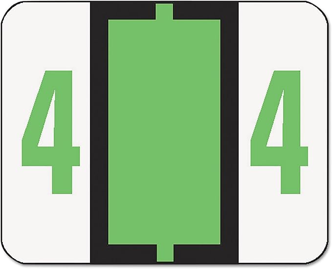 Smead BCCRN Bar-Style Color-Coded Numeric Label, 4, Label Roll, Light Green, 500 Labels per Roll (67374)