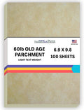 100 Old Age Parchment Paper for Writing - 24/60# Text Sheets - B5 (6.9X9.8 inches) European and Planner Size - Not Card Weight - Vintage Colored Old Parchment Look