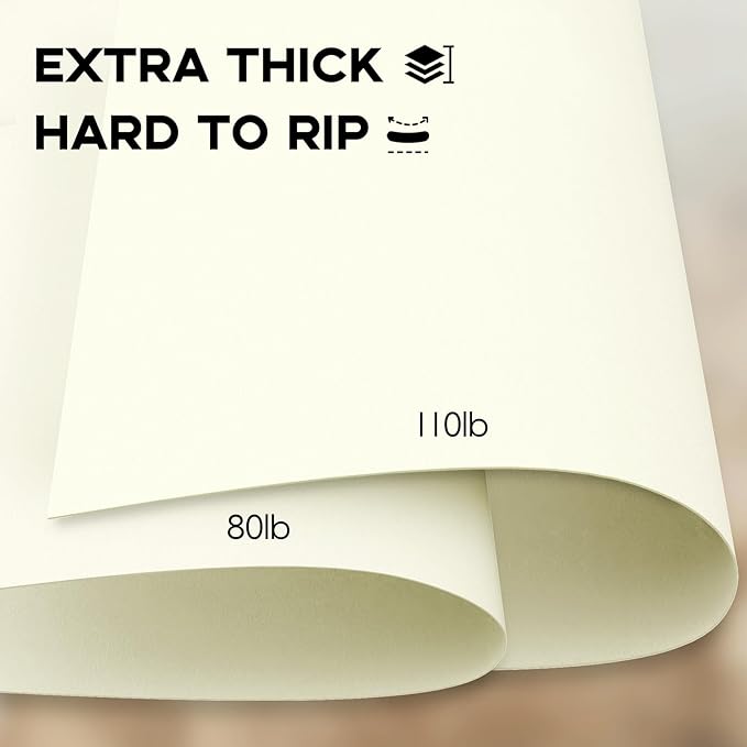 110lb Cream Cardstock 100 Sheets Ivory Cardstock Paper 300 GSM | Goefun Thick Paper for Printing, Invitations, Menus, Poster, DIY Card