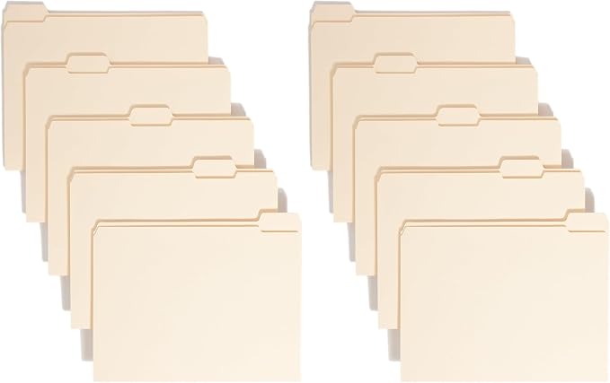 Smead File Folder, Reinforced 1/5-Cut Tab, Assorted Positions, Letter Size, Manila, 100 per Box (10356) (Pack of 2)