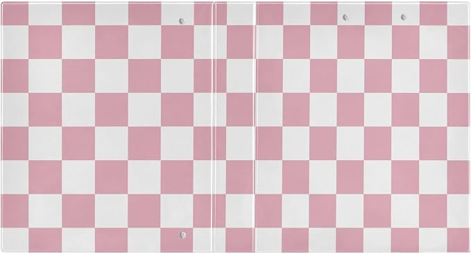 ALAZA 3 Ring Binder Pink White Checkered Clipboard Round Ring Binder Holds 1.5 Inch Three Binders Heavy Duty Binders for Office Supplies, 1Pack