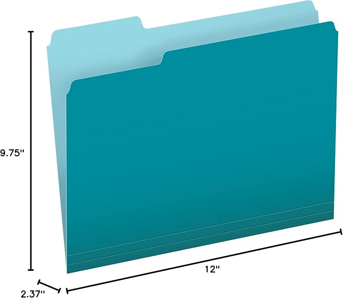 Pendaflex Two-Tone Color File Folders, Letter Size, 1/3 Cut, Teal, 100 Per box (152 1/3 TEA)