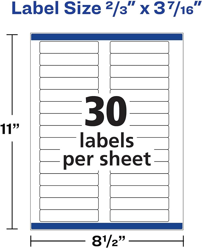 Avery File Folder Labels with TrueBlock Technology, Permanent Adhesive, 2/3" x 3-7/16", Laser/Inkjet, 150 Labels (08593) (Pack of 4)