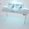 Shintenchi Standing Desk, 63x24 Inch Height Adjustable Electric Sit Stand up Desk, Ergonomic Rising Computer Table, Modern Lift Gaming Desk Workstation for Home Office, White