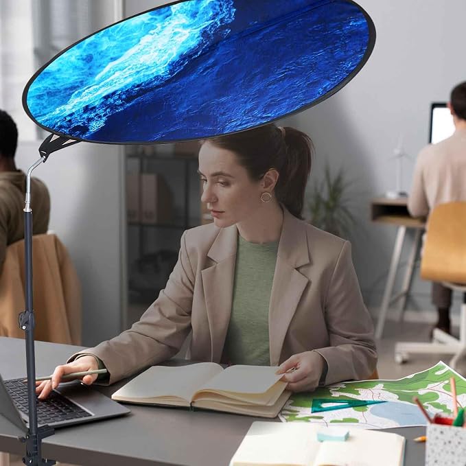 Office Cubicle Desk Shade Anti-Glare Cover Light Sensitive Professionals Cubicle Light Blocker for Workspaces Desk Canopy 36" Circular Shading Light Shade with Clamp
