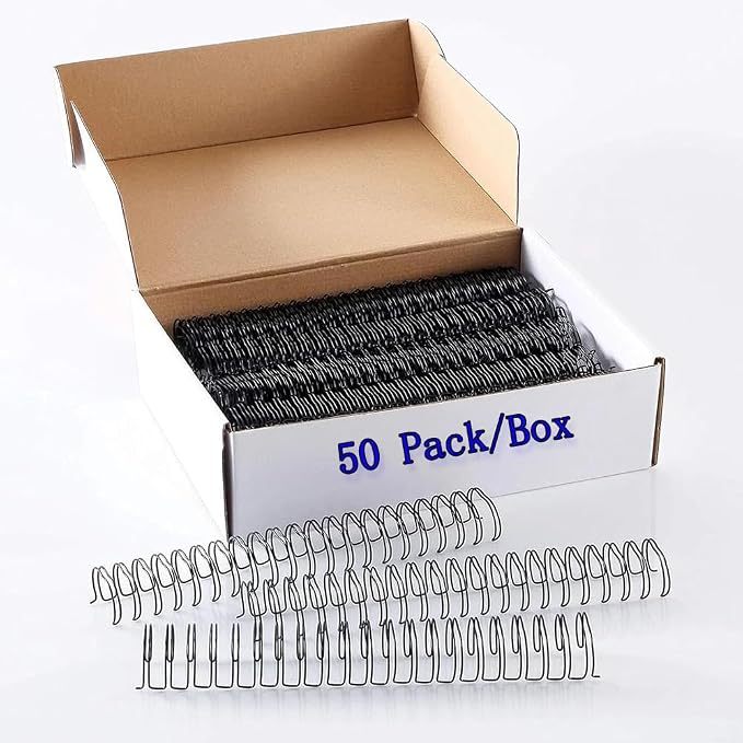 1 Inch Double Loop Wire Binding Spines, 2:1 Pitch, 220 Sheet Capacity | 50 Pack Notebook Binders Spiral for Booking Letter Size and Binding-Machines YolieraArt Cinch Wires Office Products