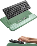 Wrist Rest for Computer Keyboard, 2 in 1 Keyboard Wrist Support Pad, Memory Foam Keyboard Riser Holder Lift Tray with Wrist Pad for Easy Typing for Office Desk, Home, School (Round Green)